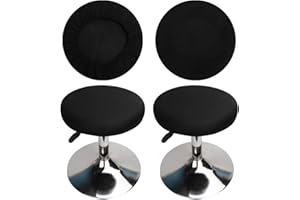 HuaLiSiJi Copri Sgabello Rotondo Fodera Sgabello Rotondo, Lavabile Facile da Pulire Traspirante e Resistente, per Sgabelli Rotondi di 30-40cm di Diametro (2 Pezzi Nero)