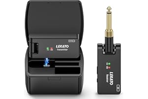 LEKATO Sistema inalámbrico de guitarra con caja de carga 2.4GHz Transmisor de guitarra inalámbrico Receptor Cable de guitarra inalámbrico Bajo Sistema de guitarra