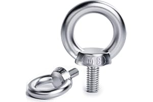 YOOPIN Ringschraube M8, 6 Stück Ösenschrauben, 304 Edelstahl Augenschraube, Ringschraube mit Gewinde, Ringschraube Edelstahl für Befestigungstechnik und Verschiedene Technische Hebevorrichtungen