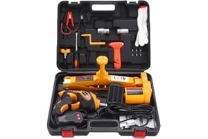 ROGTZ Electric Car Jack Kit – 12V Auto Floor Jack Scissor Lift Set Low Profile 3 Ton Vehicle Trailer Air Jack Tire/Wheel Change Emergency Tyre Repair Kit with Impact Wrench