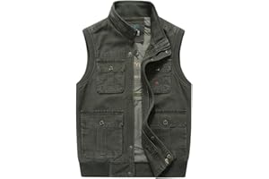 ZTJ-Lighting Gilet Outdoor hommes, multi poche de grande taille Veste de pêche pour voyager Photographie Camping Chasse Waistcoat, multifonction pour Casual Veste sans manches printemps et en automne