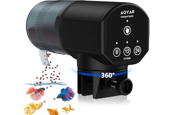 Distributeur Nourriture Poisson Automatique pour Aquarium: 200ML Grande Capacité Nourrisseur Poisson Opération Facile Résiste à L'humidité Mangeoire avec Minuterie pour Les Vacances