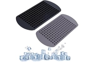 AVRUYPI 2 Pack Bacs à Glaçons Carrés En Silicone, Mini bac à glaçons, 320 compartiments à glace pilée, Faciles à Retirer, Empilable, Reutilisable, pour Nourriture Bébé, Whisky, Boissons, noir et gris，