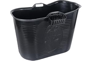 FlinQ Bañera Negro | Bañera portátil para adultos | Ideal para cuartos de baño pequeños | Bañera Adultos XL y Niños | Bañera de exterior | Bañera de plástico portátil para ducha