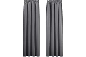 PONY DANCE - Cortinas Opacas con rodillitos, Juego de 2 Unidades, 220 x 140 cm, Cortina Opaca, Cinta Fruncida, Cortina térmica, Aislante térmico, Color Gris