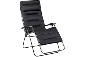 LAFUMA MOBILIER - Gepolsterter Relaxsessel Zero Gravity RSX CLIP XL - Klappbare Liege für Garten und Innenbereich - AirComfort-Gewebe - Vielseitiger Liegestuhl, Top-Komfort, Frankreich - Schwarz Stahl