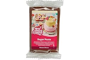 FunCakes Pâte à Sucre Maroon Brown: facile à utiliser, lisse, flexible, douce et pliable, parfaite pour la décoration de gâteaux, halal, casher et sans gluten. 250 g