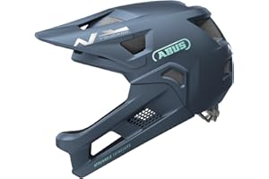 Abus YouDrop FF - casco integrale per bambini e giovani - per un primo approccio alla mountain bike - con mentoniera rimovibile, blu, S (48-55 cm)