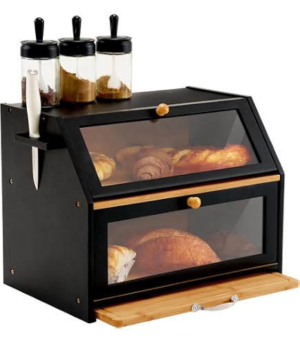 Brotkasten aus Bambus  2-stckige Brotbox mit Schneidebrett & Schublade,  Belftung, Messerhalter, Magnetverschluss & rutschfestem Boden  Platz fr  Butterdose & Gewrze, groer Brotkasten mit Deckel : Amazon.de: Kche,  Haushalt & Wohnen