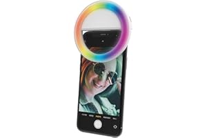 DigiPower RGB Selfie Handy Ringlicht, 36 LED 3 Helligkeitsstufen, USB wiederaufladbare Ringleuchte, für Smartphones, Live- Streaming, Make-Up, YouTube, TikTok und Vlogging, weiß, DP-VRL1RGB