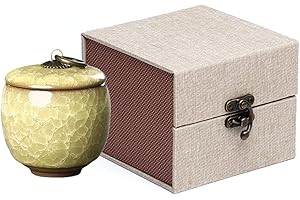 VENCEDE Handicrafted Ceramics Mini Souvenir Urns, Cremation Urns Ceramics Memorial Ashes Urn, Small Urn for Human Ashes or Pets Coffin, Sealed Ceramic (Yellow)