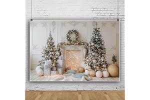Bovlleetd Fondo de Navidad ‎3 x 2 m Vinilo Blanco Chimenea Navidad Escena Navidad Árbol Fotografía Fondo Familia Niños Fiesta Decoraciones Banner Estudio Sesión de Fotos Accesorios