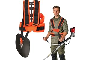 NUTKIT Universal justerbar strimmersele vadderad (svart orange) | Trimmer axelrem, bekväm dubbel gräsklippare axelrem för borstskärare gräs trädgård ogrästrimmer