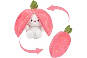 Yizemay Peluche Lapin de Pâques, 18cm Douceur Carottes Fraises Poupée Lapins, Jouets Lapin Muppe, Paques Enfant Lapin de Paques pour Enfants Garçons Filles