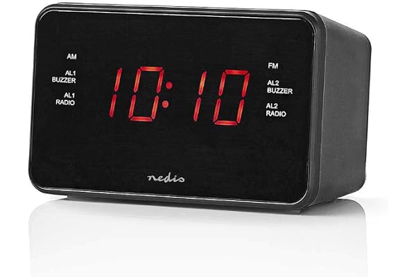 NEDIS 0,9 tum FM digital LED väckarklocka radio
