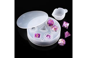 DSLSQD Moldes de dados de resina, moldes de dados para fundición de resina, molde de dados Dnd para 7 piezas de dados de borde afilado, moldes de silicona para dados de resina epoxi, para hacer dados