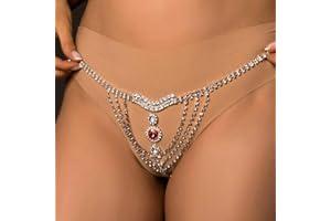 Sethain Boho Diamante de imitación Ropa interior Cadena Plata Cristal Correa Bragas Bikini Tanga Joyería Corporal Accesorios para mujeres y niñas