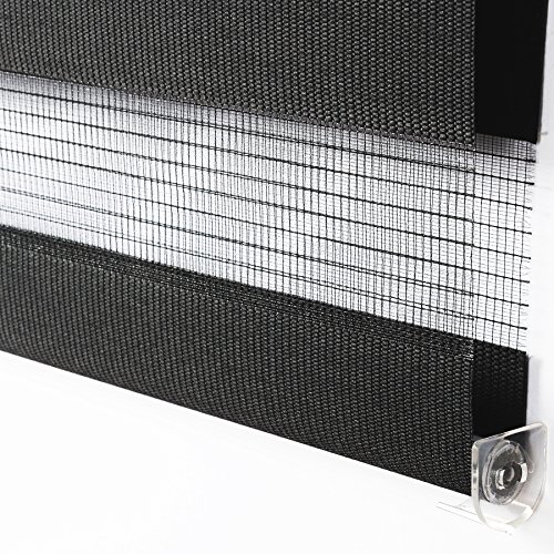 WOLTU VH5526an-a Duo Rollo Doppelrollo , Seitenzugrollo Easyfix , lichtdurchlässig und verdunkelnd , Klemmfix ohne Bohren , Anthrazit , 65cmx150cm - 4