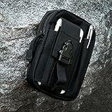 ivencase® Taktische Gürteltasche Molle EDC Beutel Militär für Wandern, Outdoor-Camping und Radfahren mit Aluminiumkarabiner - Schwarz - 