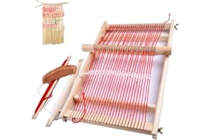 NICOONE Weaving Loom Kit, Mini Traditional Wooden Weaving Machine DIY Handmade Tapestry Knitting Frame Loom Blanket Scarf Weaving Loom Kids Educational Toy for Beginners and Children