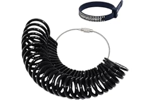 WOOPIN Ring Sizer UK Sizes Ring Size Gauge Set A-Z US Women Mens Finger Size Measure Sizing Kit Guide Measuring Wedding Rings Diameters Measurement Tools Plastic Black