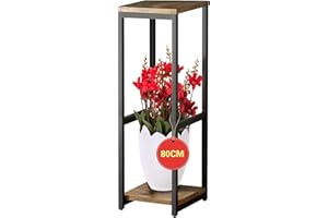 MEEYUU 2 Tier 80CM Plant Stands Indoor, Tiered Plant Shelf, Metal Modern Wood Corner Plant Stand for Indoor Plants, Square Flower Pot Holder Shelf Display Rack (2 Tier-Black)