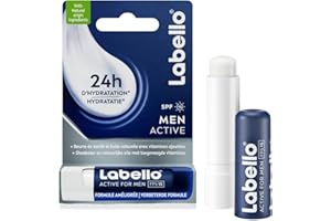 Labello NIVEA MEN Active for Men (1 x 1 pce), Baume à lèvres enrichi en beurre de karité et huiles naturelles, Soin des lèvres contenant 99,6% d’ingrédients d’origine naturelle