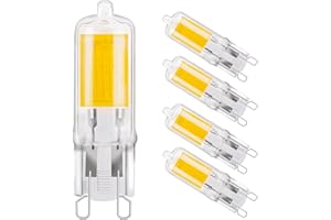 Bonlux 2W Ampoule LED G9 Blanc Chaud 3000K COB Puce Ampoule LED G9 Capsule 250LM 2W Equivalent 25W Halogène G9, AC220-240V, Non Dimmable, 5-Pack