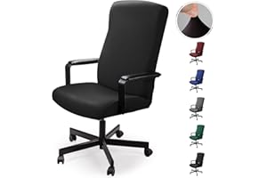 EOZAKAVOD Housse de Chaise de Bureau - Housse de Chaise de Bureau pivotante - Moderne - Élastique et Lavable - pour Chaise de Bureau - sans Chaise - Noir - M