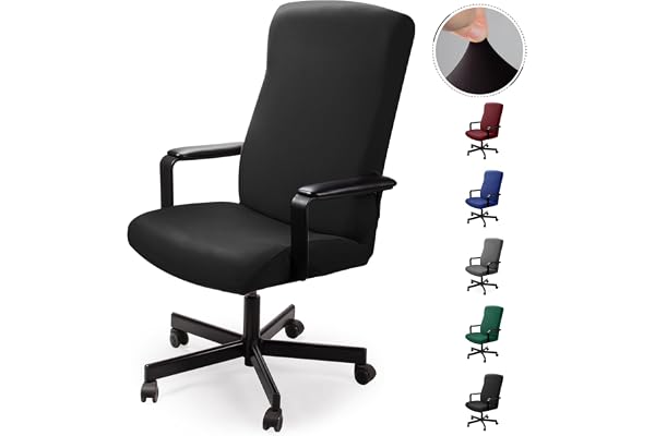 Housse de Chaise de Bureau - Housse de Chaise de Bureau pivotante - Moderne - Élastique et Lavable - pour Chaise de Bureau - sans Chaise - Noir - M