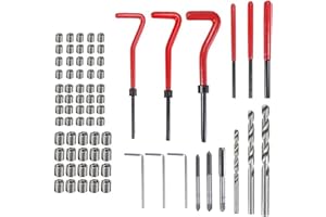 CLKE - Red de rosca, helicoil, M5 M6 M8, roscado, 75 piezas de reparación de roscas M5 M6 M8 Kit de reparación de roscas reportado Helicoil inserto