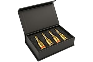 DEGG Fiches bananes 4pcs pour haut-parleur plaqué Or, 4mm connecteurs dorés pour home cinéma, Systèmes Audio Hi-Fi, Amplificateurs et haut-parleurs - Lot de 4