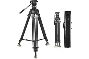 SMALLRIG AD-100 Trépied en Fibre de Carbone Robuste avec 360° Tête Fluide, 197cm/78 Trépied Vidéo Professionnel avec Height Adjustment en Une Étape et Quick Release Plate, Charge Jusqu'à 10kg - 3989