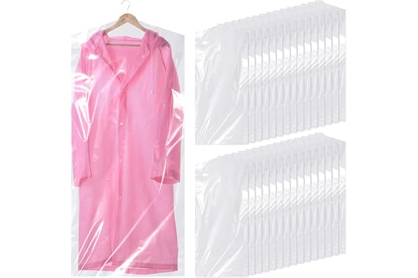 Hejo 30 stycken genomskinliga plastklädöverdrag 60 x 140 cm | Överdrag för garderobskläder, kostymöverdrag, dammtäta kläder, för skjortor, jackor, kostymer, tröjor