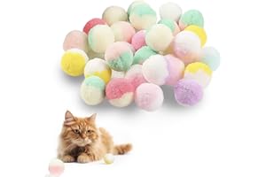 Vebetter Palline Giocattolo Per Gatti - 50 Pezzi Morbide Da 3 cm, Pon Per Gattini, Interni e Interattivi, Palla Da Allenamento Per Animali Domestici