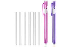 TIESOME Gomme a penna, 2 penne meccaniche retrattili con 6 ricariche di ricambio per gomma meccanica, gomme a scatto per cancellare disegni e schizzi (rosa, viola)