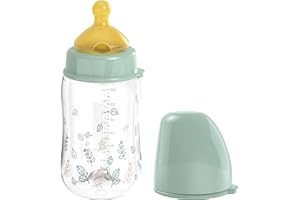 nip – Weithalsflasche | Babyflasche mit Ventil für optimalen Lufteinstrom und zwei Naturkautschuk-Trinksauger. Stillfreundliche Babyflasche aus robustem Material | Gr. S & M, 260ml, Türkis