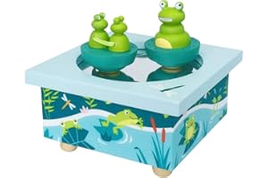 Trousselier 6295005 Spieluhr mit tanzenden Figuren für Kinder, Frösche, magnetisch, Musikbox, Musikspieluhr