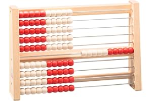 WISSNER® aktiv lernen - Boulier de calcul, comptage 1-100, 100 boules rouge/blanc - RE-Wood®