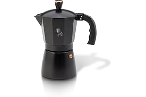 Belinger Haus 6 Cup Mixer Stovetop Coffee Maker Moka High Gloss Finish Italian Style Aluminum Espresso Coffee Maker Suitable for Homemade Coffee (Carbon Pro)