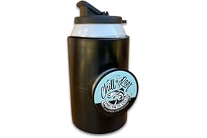 Chill-N-Reel Fishing Can Cooler with Hand Line Reel Attached | Hard Shell Drink Holder Fits Any Standard Insulator Sleeve or Coozie | Unique Fun Fishing Gift