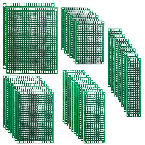 Elegoo 32 Piezas Doble Cara Junta de PCB Doble Cara Tarjeta Placa Prototipo Kit para Soldadura DIY con 5 Tama  os Compatible con los kits Arduino