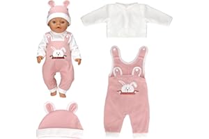 TZQFROCE Ropa para Muñecas Bebé Ropa para Bebés Ropa para Muñecas 35-43 cm Ropa para Muñecas Recién Nacidas Accesorios con Sombrero Pantalones de Manga Larga Regalo para Niños Niñas Niños Conejos