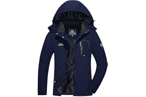 KEFITEVD Chaqueta Cálida de Invierno para Mujer al Aire Libre Abrigo Impermeable a Prueba de Viento Chaqueta de Esquí para Acampar con Capucha Desmontable