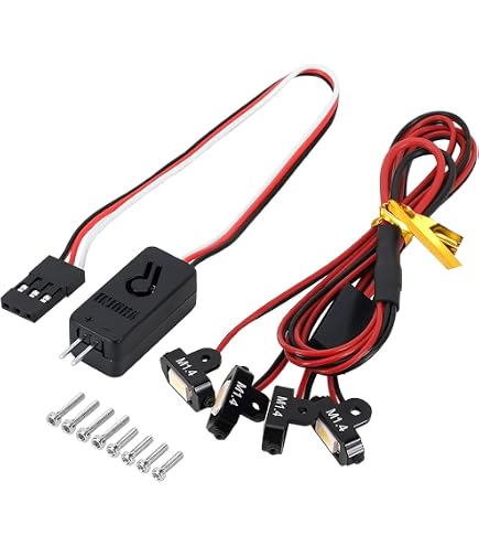 ALINUOYQ - Lot De 4 LED 3 Mm Pour Voiture RC 1/12, 1/18, 1/10, 1/8 - 2 Blanches, 2 Rouges, Câble 70 Cm - Compatible Axial, Traxxas, Tamiya