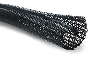 MGI SpeedWare Braided Split-Sleeve Wire Loom for High-Temperature Automotive Harness and Home Cable Management 25 feet (1/2")