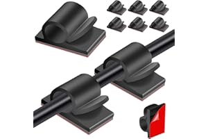 Tomario V2 Kabel Clips Selbstklebend, 40PCS USB HDMI Kabel Management Halter Runde Kabel Tidy Clips für Schreibtisch Wand Workshop Home Office Outdoors Fairy Light (Black)