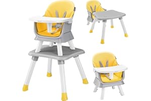 COSTWAY High Chairs for Babies and Toddlers, 6 in 1 Convertible Highchair/Table Chair Set/Building Block Table/Booster Seat/Toddler Chair with Safety Harness, Removable Tray