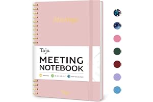 Taja Meeting Notebook For Work Organization - Planner With Action Items, Agenda Note Taking, 160Pages (6.9" X 9.9") Project Men & Women Pink