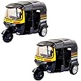 PLUSPOINT Auto Rickshaw Toy,with Pull Back Action City Traffic Vehicles Public Transport Toy with Light and Sound for Aged 3 4 5 6 Boys and Girls,Kids Party Favors Gifts (Black -2Pc)